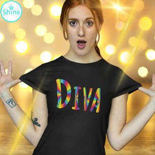 Camiseta ORGULHO GAY DIVA Sinalizador arco-íris Fabuloso LG