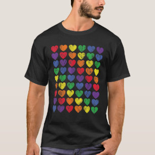 Camiseta Orgulho gay do Arco-Íris Cores do Ponto Coração Lg