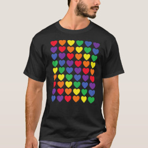 Camiseta Orgulho gay do Arco-Íris Cores do Ponto Coração Lg