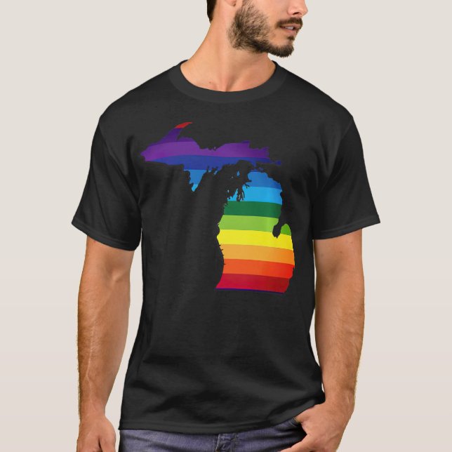 Camiseta Orgulho gay do Arco-Íris LGBT do Michigan (Frente)