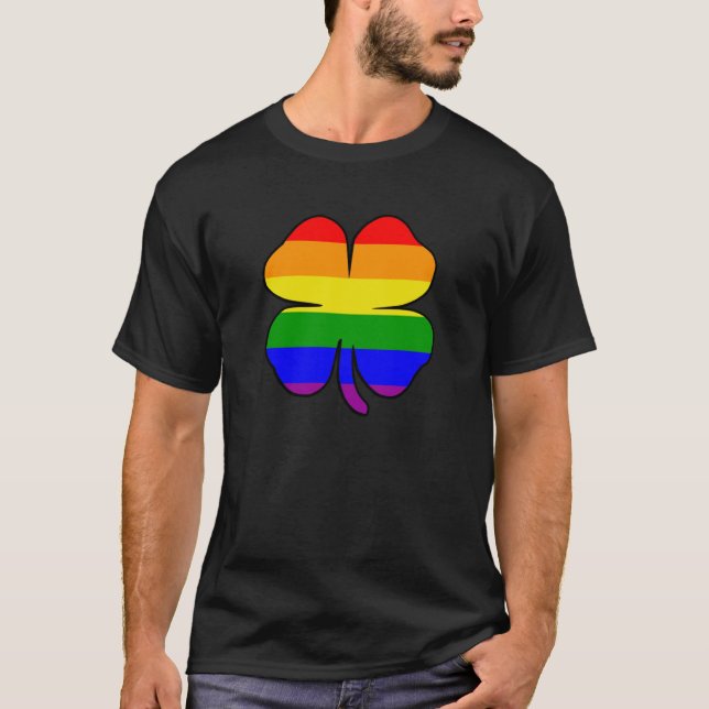Camiseta Orgulho gay do Rainbow Flag Shamrock (Frente)