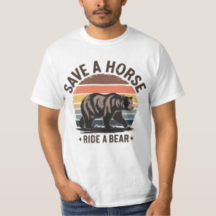 Camiseta Orgulho Gay do Urso Humor Salve um Cavalo Monte um