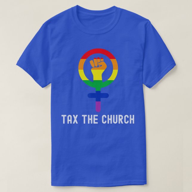Camiseta Orgulho gay Feminismo na Igreja LGBQ LGB Feminista (Frente do Design)
