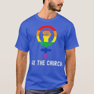Camiseta Orgulho gay Feminismo na Igreja LGBQ LGB Feminista