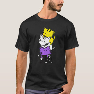 Camiseta Orgulho Gay Fofo Não-binário Pilha de Gatos Bandei
