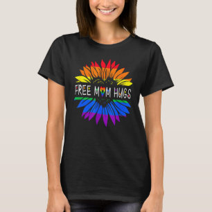 Camiseta Orgulho gay Free Mãe Hugs Lgbt Daisy Rainbow Flowe