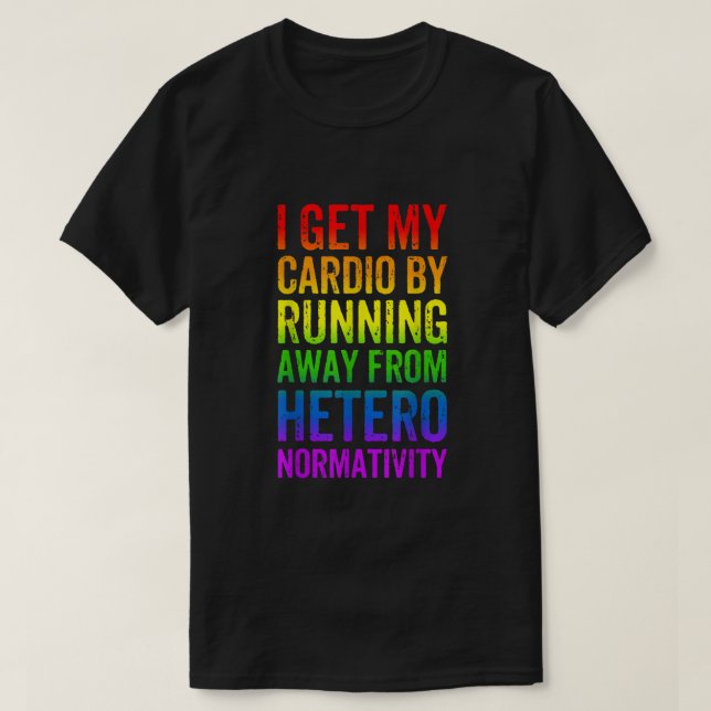 Camiseta Orgulho gay Funny Cardio Gym Sensibilização LGBT A (Frente do Design)