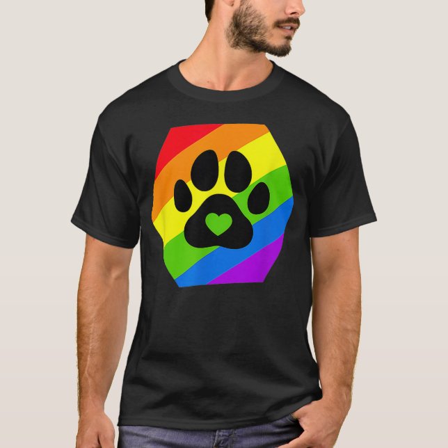 Camiseta Orgulho gay Furry LGBTQ Sinalizador Arco-Íris (Frente)