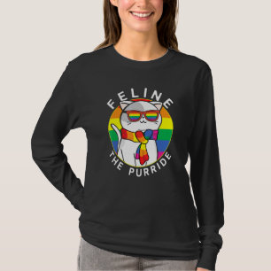 Camiseta Orgulho gay Gato Arco-Íris Óculos-de-sol Feltro O