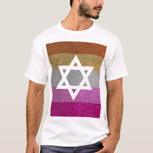 Camiseta Orgulho gay Glitter Lésbica - Estrela Judia de Dav