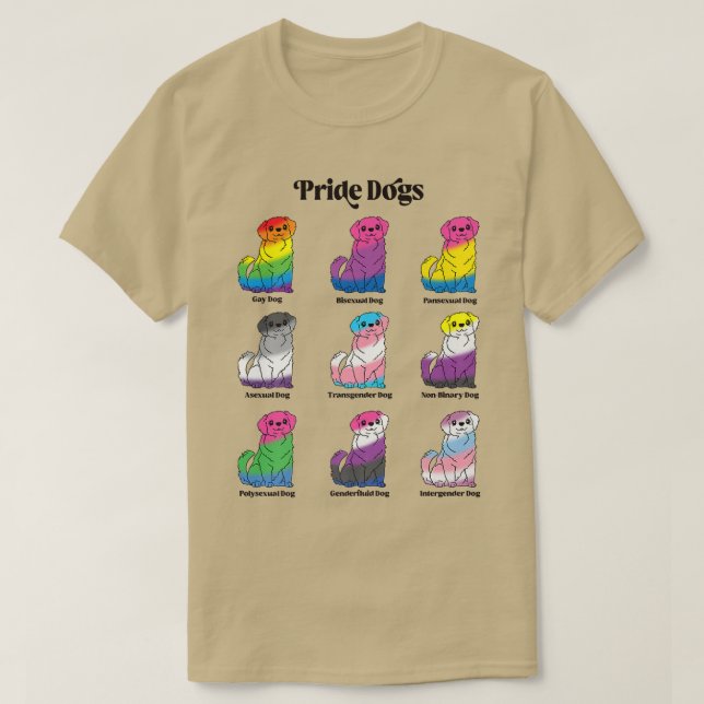 Camiseta Orgulho gay Kawaii Dog Anime LGBTQ Genderfluido Tr (Frente do Design)