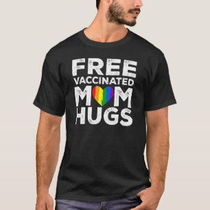 Camiseta Orgulho gay Lésbica Livre Vacinada Mãe Abraçando L