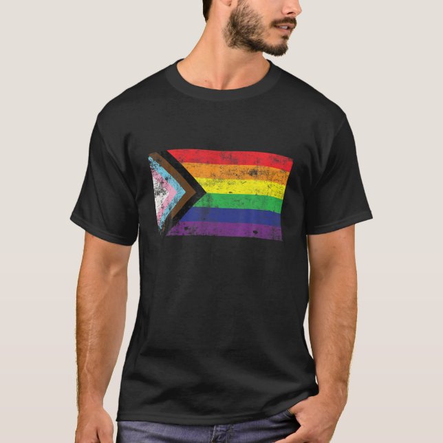 Camiseta Orgulho gay LGBQ Bandeira do Arco-Íris Trans-Gêner (Frente)