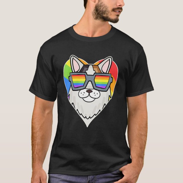Camiseta Orgulho gay LGBT Arco-Íris - Cat Breed Turco - L (Frente)