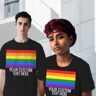 Camiseta Orgulho gay LGBT Arco-Íris Texto Personalizado Pr
