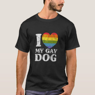 Camiseta Orgulho gay LGBT Coração Arco-Íris Eu Amo Meu Cach