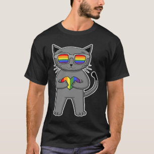 Camiseta Orgulho Gay LGBT Coração Dono de Gato British Shor