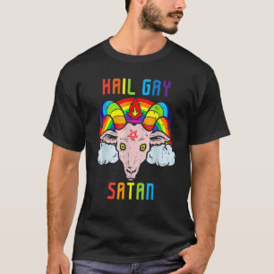 Camiseta Orgulho gay LGBT Gótico Satã de Gay de  de saudaçã