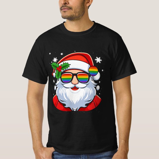 Camiseta Orgulho gay LGBT Legal Trendy Santa Claus Gay C (Frente)