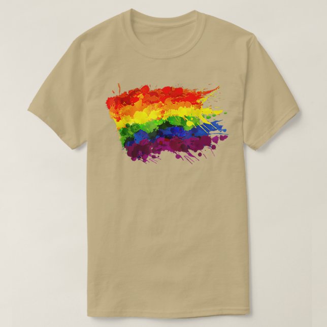 Camiseta Orgulho gay LGBT Mês do Sinalizador Arco-Íris  (Frente do Design)