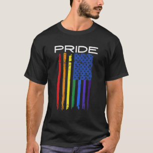 Camiseta Orgulho Gay LGBT Mês Vintage Retro Rainbow Améri