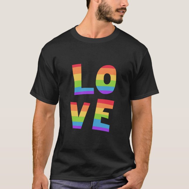 Camiseta Orgulho gay LGBT pavilhão arco-íris amor LGBT (Frente)