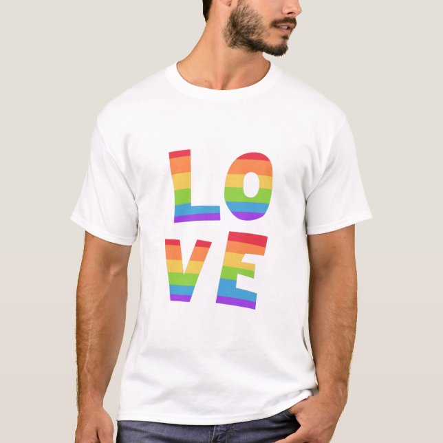 Camiseta Orgulho gay LGBT pavilhão arco-íris amor LGBT (Frente)