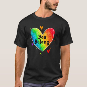 Camiseta Orgulho gay Lgbt You Belong Lgbtq Heart Rainbow Le