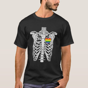 Camiseta orgulho gay LGBTQ Ally Skeleton Xray Hallo