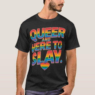 Camiseta Orgulho Gay LGBTQ Arco-íris Queer e Aqui para Domi