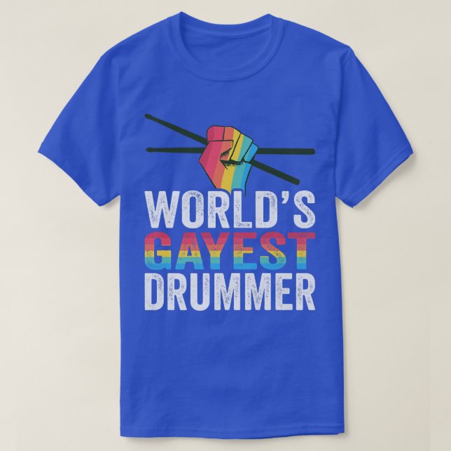 Camiseta Orgulho gay LGBTQ do Drummer Gay Drummer Mais Gaye (Frente do Design)