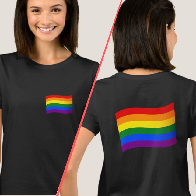 Camiseta Orgulho gay LGBTQ frontal/traseira LGBT LGBT (Criador carregado)