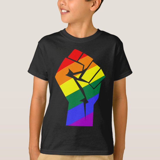 Camiseta Orgulho gay Lgbtq Indicador Arco-Íris Resiste À Ga (Frente)
