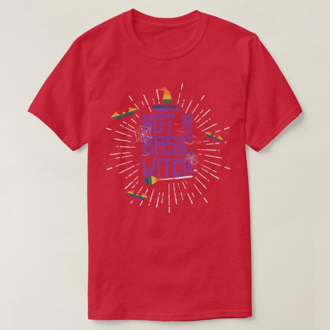 Camiseta Orgulho gay LGBTQ Não É Uma Bruxa Básica Do Rainbo (Frente do Design)