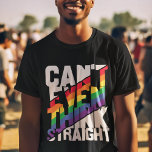 Camiseta Orgulho gay LGBTQ nem sequer consegue pensar que h<br><div class="desc">Uma camiseta linda e colorida com uma citação autoirônica do orgulho LGBTQ em cores brancas e arco-íris,  que diz "Não consigo nem pensar hetero". Com esta divertida camiseta de conscientização para o orgulho gay,  você pode mostrar ao mundo que você é um orgulhoso membro da comunidade LGBTQ.</div>