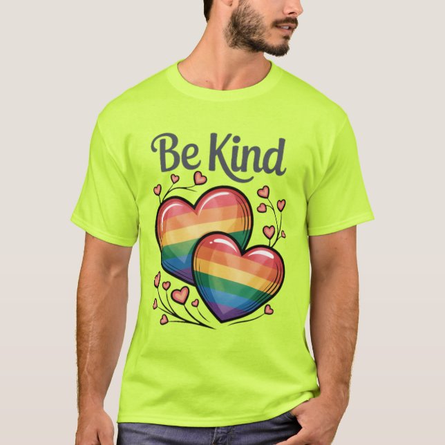 Camiseta Orgulho gay LGBTQ Seja gentil (Frente)