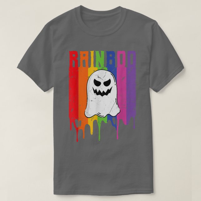 Camiseta Orgulho gay LGBTQ Sinalizador Fantasma Arco-Íris H (Frente do Design)