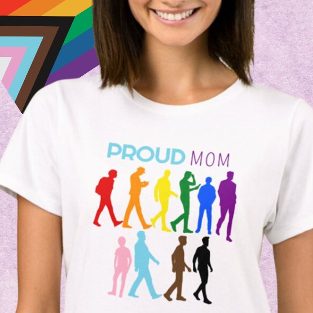 Camiseta Orgulho gay LGBTQIA+BIPOC - Silhueta orgulhosa MOM (Criador carregado)