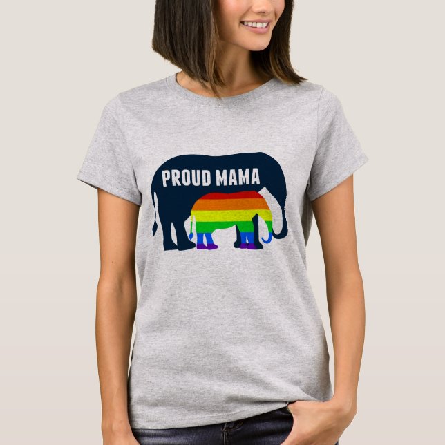 Camiseta Orgulho gay Mãe Orgulhosa Elefante LGBT Mama (Frente)