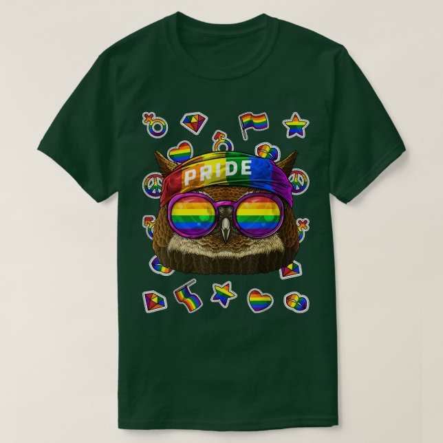 Camiseta Orgulho gay Mês de Ave Noturna LGBT Arco-Íris (Frente do Design)