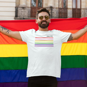 Camiseta orgulho gay Mês LGBTQ Texto Colorido Arco-Íris