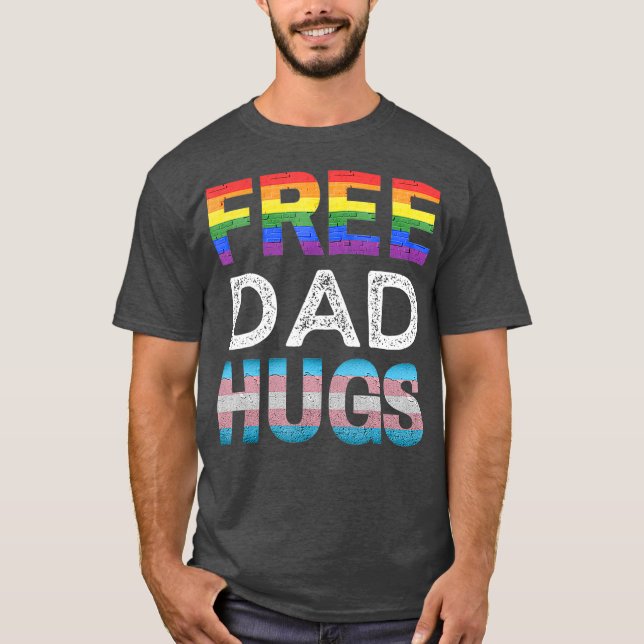 Camiseta Orgulho gay Mês Orgulhoso de Abraços de Pai Grátis (Frente)