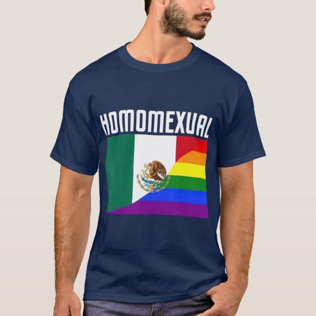 Camiseta Orgulho gay mexicano Bandeira Arco-Íris Ortodia Ho (Frente)