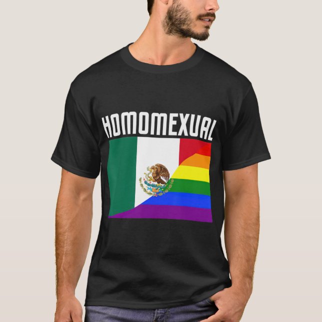 Camiseta Orgulho gay mexicano Bandeira Arco-Íris Ortodia Ho (Frente)