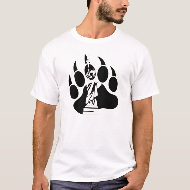 Camiseta Orgulho gay NYC Bear Bear Paw e liberdade (Frente)