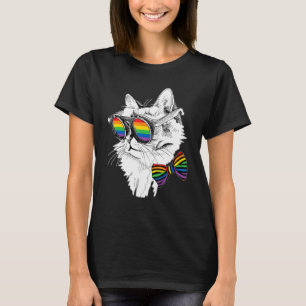 Camiseta Orgulho Gay Óculos de Sol Gato Lgbt Bissexual Gay 