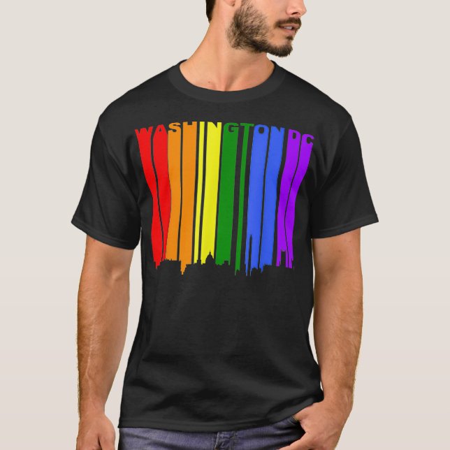 Camiseta Orgulho gay Rainbow Skyline  (Frente)