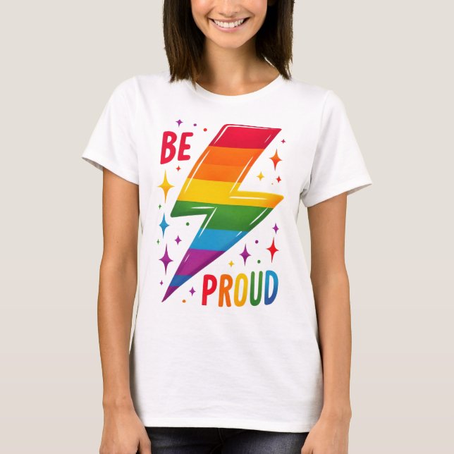 Camiseta ORGULHO GAY RAINBOW THunderBOLT (Frente)