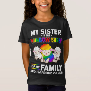 Camiseta Orgulho gay Sister é Rainbow Sheep da Família LGBT