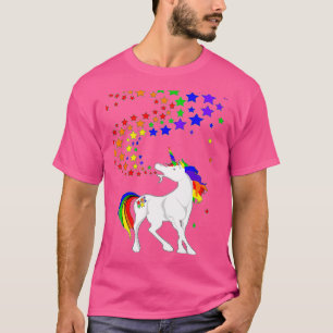 Camiseta Orgulho gay Unicorn Spewing Rainbows Stars